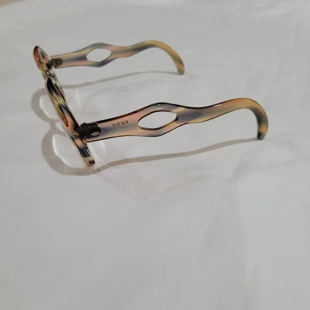 IVOS Inez 50-20 Tortoise Acetate Eyeglasses Sculptural Cut-Out Temples